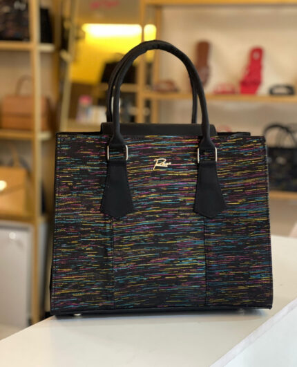 Black with multicolour stripe