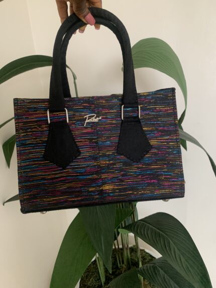Black multicolour asooke bag