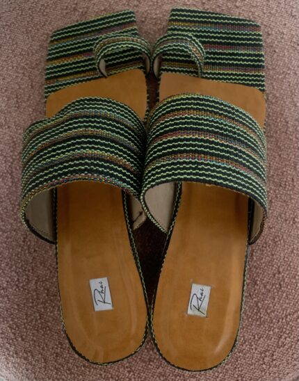 Green stripe heels