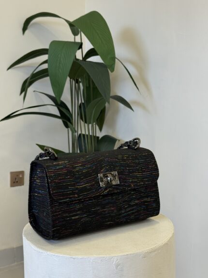 Temi purse in black multicolour asooke