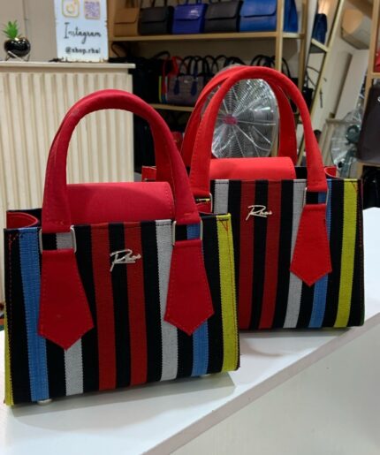 Red mini midi Asooke bag